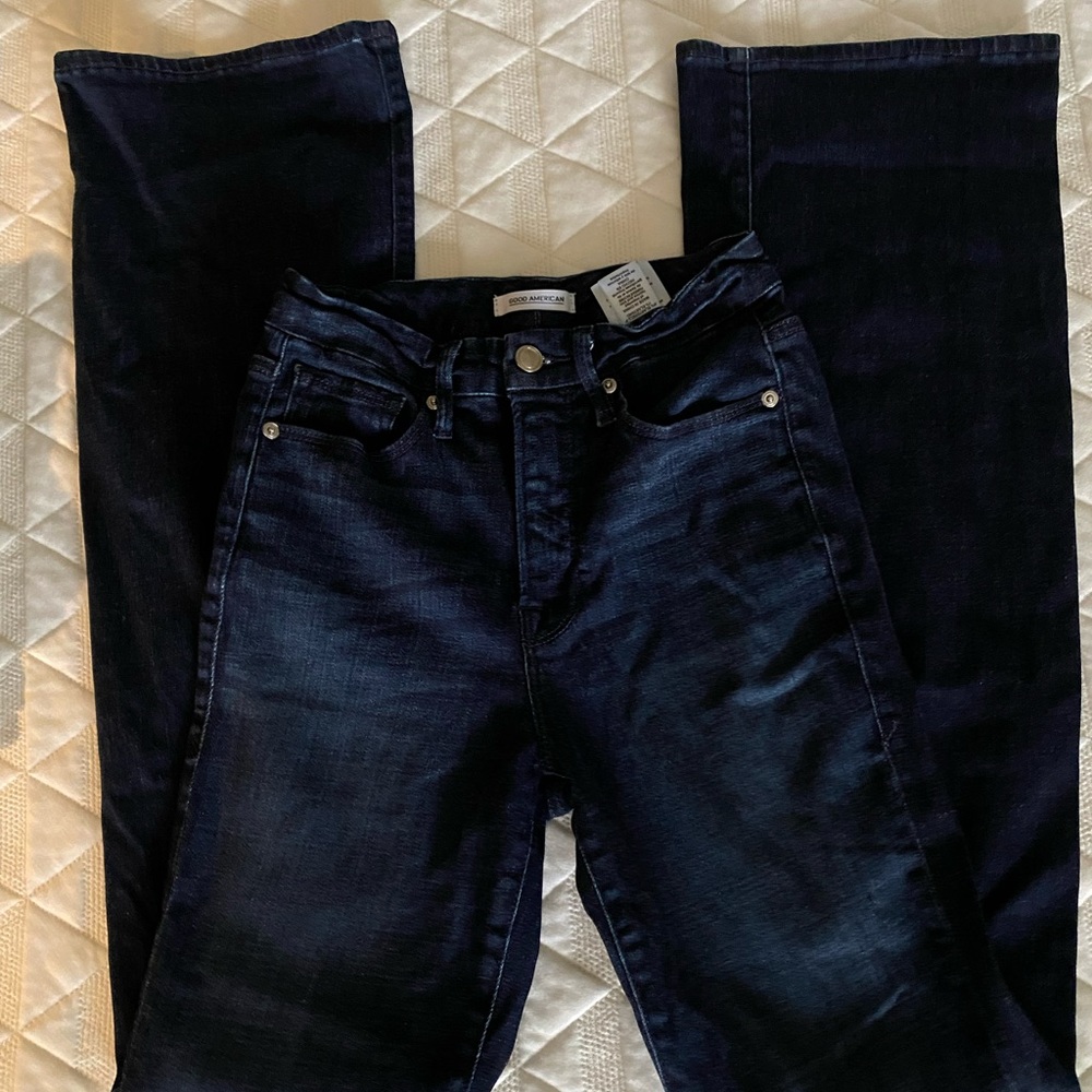 GOOD AMERICAN Dark Wash Flare Jeans